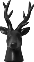 Фотография чёрной скульптуры головы оленя